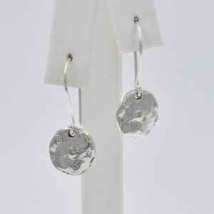 Silver Disc Dangle Earrings on Shepherds Hook